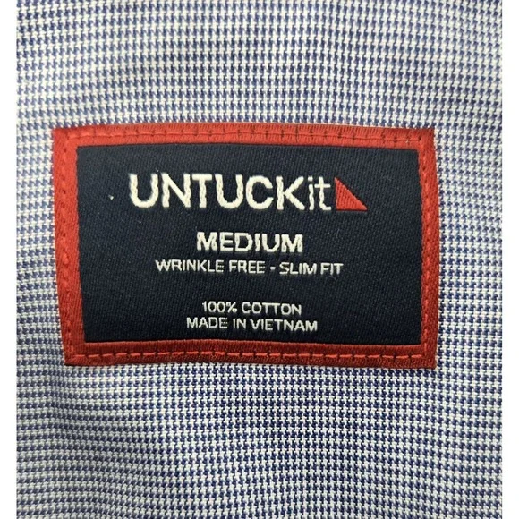 Untuckit Cadetto WF Shirt Mens M Wrinkle Free Blue Button Down Long Sleeve Dress - Picture 4 of 8